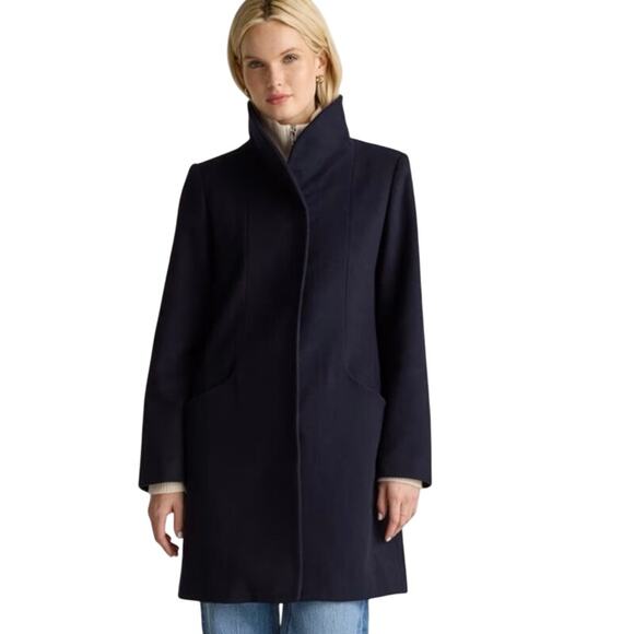 New Quince Women's Mod Italian Wool Cocoon Coat Preppy Cadet Blue $170 Sz M1226